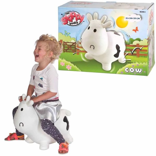 Il Mio Amico Skippy Rimbalzante Animale Skippy Mucca Bianco KH1-23-image