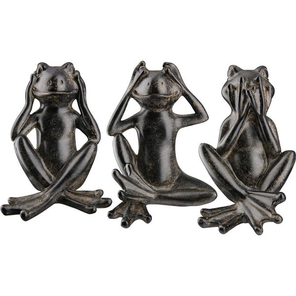 Gilde Figur, Frosch, "Randy"", Kunstharz, Braun, , 3 StüCk Wie Abgebildet, B. 10 Cm, H. 15 Cm 37633"-image