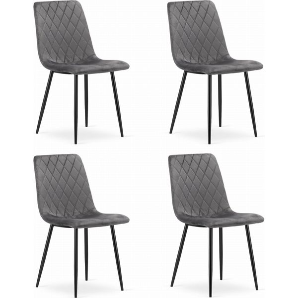 Valora Turin Sedia Velluto Grigio Scuro X4 - Set Completo Di 4 Sedie In Velluto Grigio-image