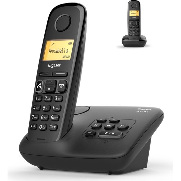Gigaset A270A Duo - Telefono Cordless - Segreteria Telefonica Con Id Chiamante - Dect\Gap - Nero + Portatile Aggiuntivo-image