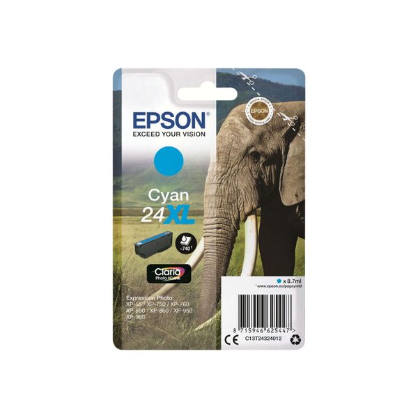 Original Epson Expression Photo XP-970 (C13T24324012 / 24XL) Druckerpatrone Cyan-image