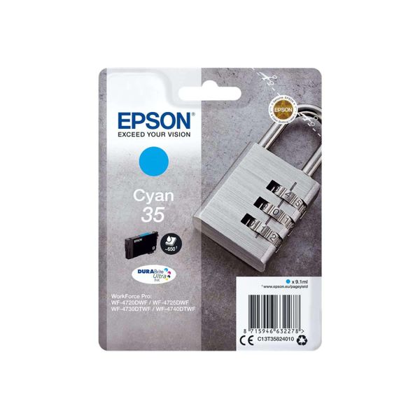 Original Epson Workforce Pro WF-4740 Dtwf (C13T35824010 / 35) Druckerpatrone Cyan-image