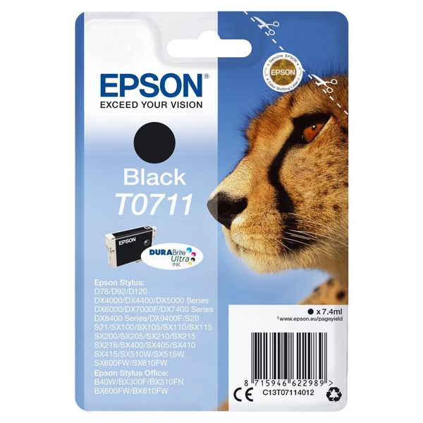 Original Epson Stylus Dx 5000 (C13T07114012 / T0711) Druckerpatrone Schwarz-image