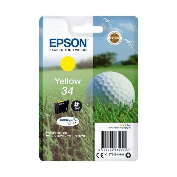 Original Epson Workforce Pro WF-3725 Dwf (C13T34644010 / 34) Druckerpatrone Gelb-image