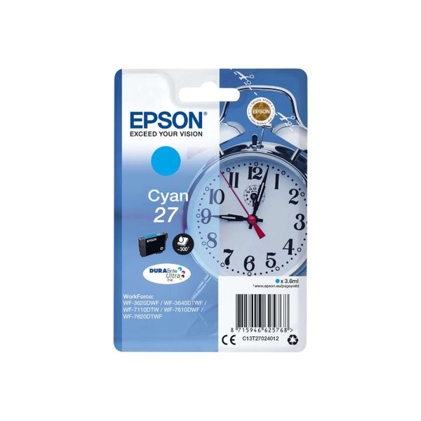 Original Epson Workforce WF-7600 Series (C13T27024012 / 27) Druckerpatrone Cyan-image