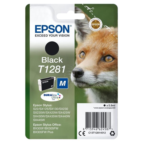 Original Epson Stylus Sx 425 W (C13T12814012 / T1281) Druckerpatrone Schwarz-image