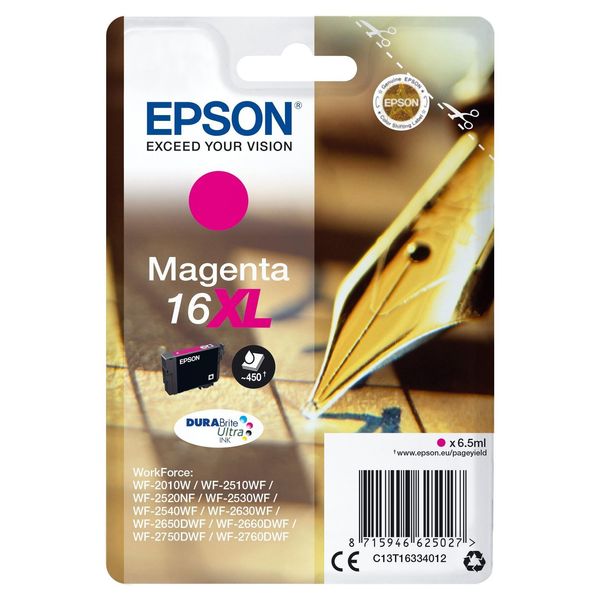 Original Epson Workforce WF-2510 Wf (C13T16334012 / 16XL) Druckerpatrone Magenta-image