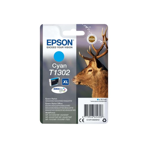 Original Epson Stylus Office Bx 525 Wd (C13T13024012 / T1302) Druckerpatrone Cyan-image