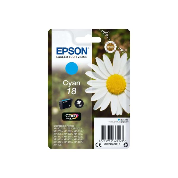 Original Epson Expression Home XP-322 (C13T18024012 / 18) Druckerpatrone Cyan-image