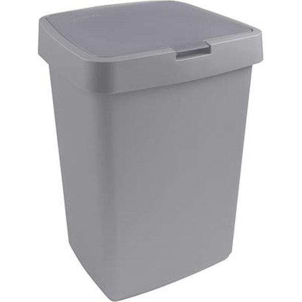 Sunware Cestino Per Rifiuti Delta 25L Grigio - Cestino Per Rifiuti In Plastica Con Coperchio Incernierato-image