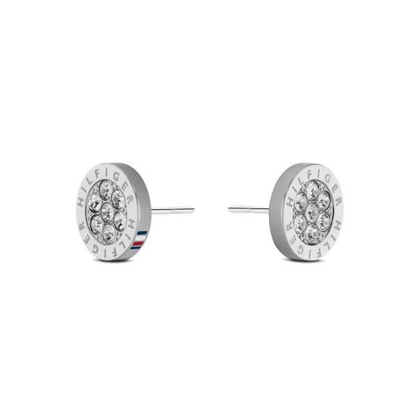 Paar Ohrstecker Tommy Hilfiger "Schmuck Edelstahl Ohrschmuck Ohrringe Crystal", Silber (Edelstahlfarben, Kristallweiß, Kristallweiß), Ohrringe, Damen, 10Mm, Edelstahl, Mit Glasstein-image