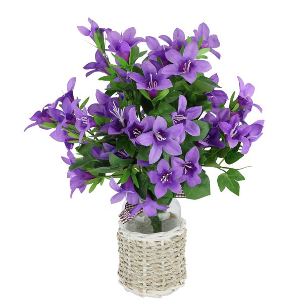 Kunstblume I.Ge.A. "Glockenblumen-Strauß In Vase", Lila (Violett), B:24Cm H:36Cm L:20Cm, Polyester, Kunstpflanzen, Sternblumen Blumen Dekoblumen KüNstlich Bouquet Blumenstrauß-image