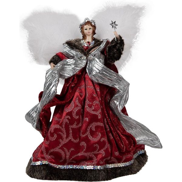 Angelo Decorativo Natalizio Clayre & Eef 28 Cm In Plastica Rossa-image