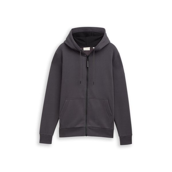 Tom Tailor Herren Basic Hoodie Sweatjacke, Schwarz, Uni, Gr. L-image