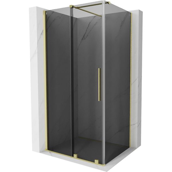 Mexen Velar Cabina Doccia Scorrevole 90 X 75 Cm, Grafite, Oro Spazzolato - 871-090-075-41-55-image