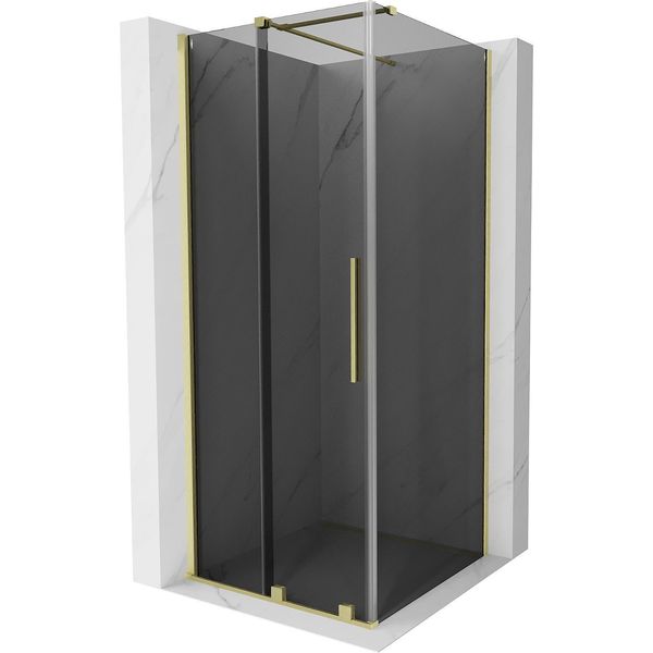 Mexen Velar Cabina Doccia Scorrevole 110 X 110 Cm, Grafite, Oro Spazzolato - 871-110-110-41-55-image