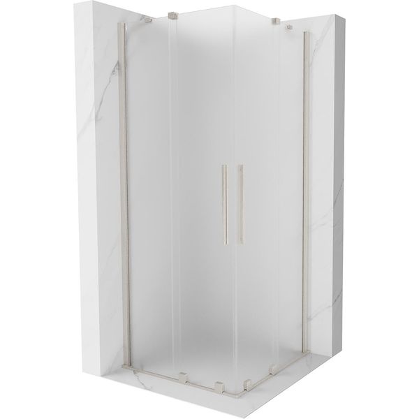 Mexen Velar Duo Cabina Doccia Scorrevole 90 X 90 Cm, Ghiaccio, Nichel Spazzolato - 871-090-090-32-97-image