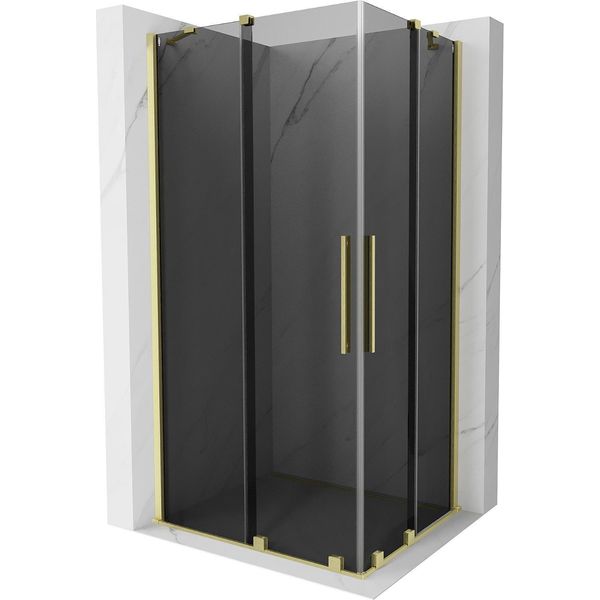 Mexen Velar Duo Cabina Doccia Scorrevole 90 X 80 Cm, Grafite, Oro Spazzolato - 871-090-080-42-55-image