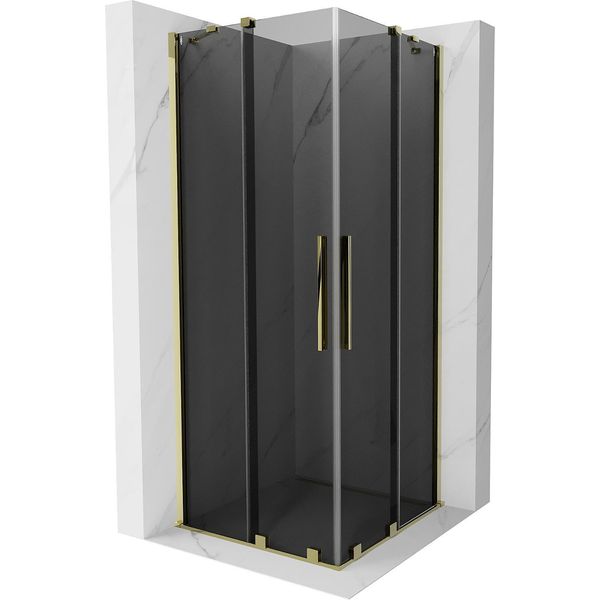 Mexen Velar Duo Cabina Doccia Scorrevole 90 X 90 Cm, Grafite, Oro - 871-090-090-42-50-image