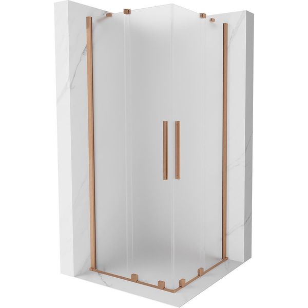 Mexen Velar Duo Cabina Doccia Scorrevole 80 X 80 Cm, Brina, Rame Spazzolato - 871-080-080-32-65-image