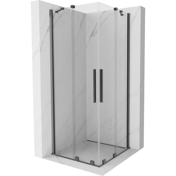 Mexen Velar Duo Cabina Doccia Scorrevole 80 X 80 Cm, Trasparente, Gun Metal - 871-080-080-02-95-image