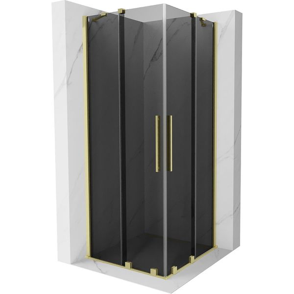 Mexen Velar Duo Cabina Doccia Scorrevole 90 X 90 Cm, Grafite, Oro Spazzolato - 871-090-090-42-55-image