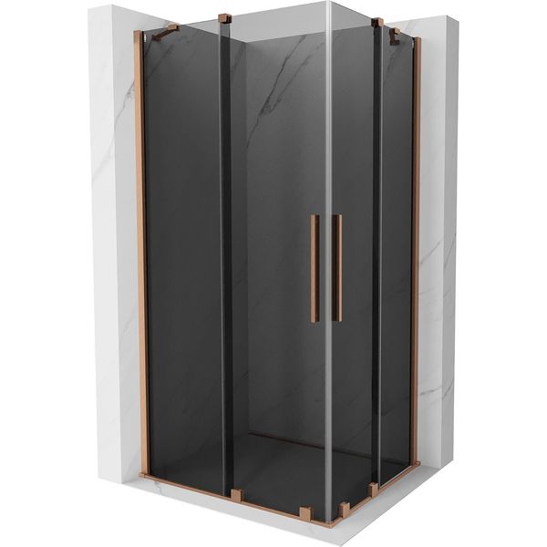 Mexen Velar Duo Cabina Doccia Scorrevole 90 X 80 Cm, Grafite, Rame Spazzolato - 871-090-080-42-65-image