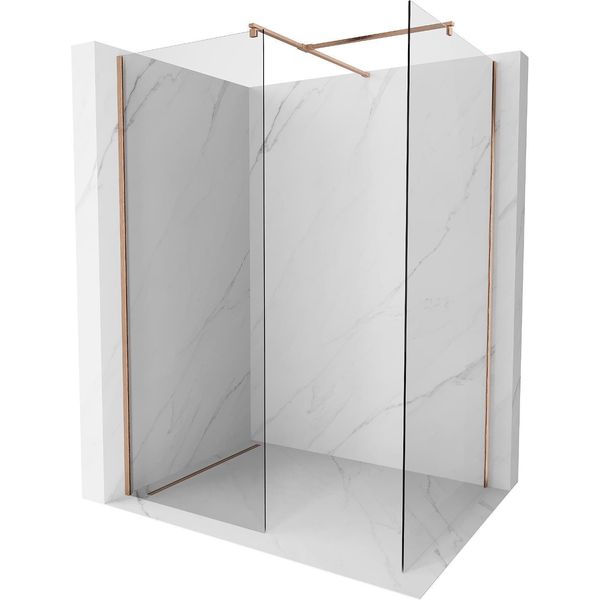Mexen Kioto Parete Doccia Walk-In 160 X 75 Cm, Trasparente, Rame Spazzolato - 800-160-202-65-00-075-image