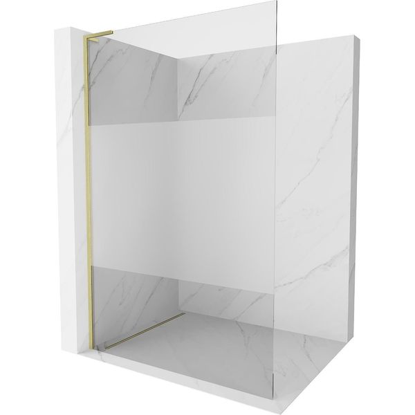 Mexen Kioto L Parete Doccia Walk-In 110 X 200 Cm, Trasparente/Brinato, Oro Spazzolato - 800-110-103-55-35-image