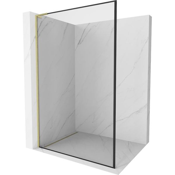 Mexen Kioto L Parete Doccia Walk-In 120 X 200 Cm, Cornice Nera, Oro Spazzolato - 800-120-103-55-70-image