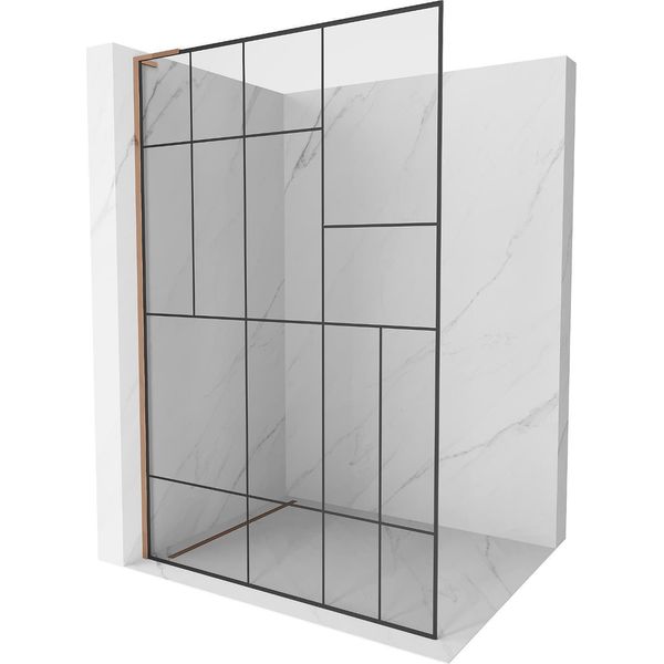 Mexen Kioto L Parete Doccia Walk-In 110 X 200 Cm, Motivo Nero, Oro Rosa - 800-110-103-60-78-image