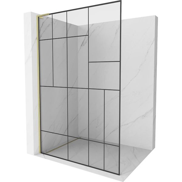 Mexen Kioto L Pannello Doccia Walk-In 70 X 200 Cm, Motivo Nero, Oro Spazzolato - 800-070-103-55-78-image