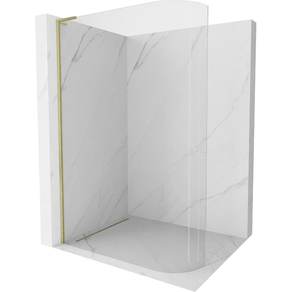 Mexen Kioto-R L Parete Doccia Arrotondata Walk-In 80 X 200 Cm, Trasparente, Oro Spazzolato - 800-080-103-55-06-image
