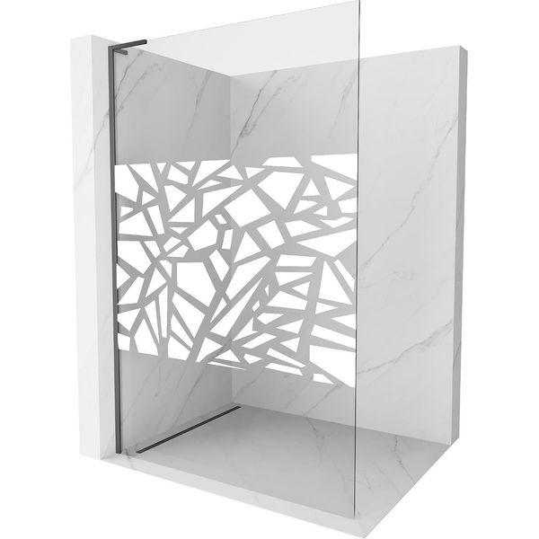 Mexen Kioto L Parete Doccia Walk-In 100 X 200 Cm, Motivo Bianco, Gun Metal - 800-100-103-95-85-image
