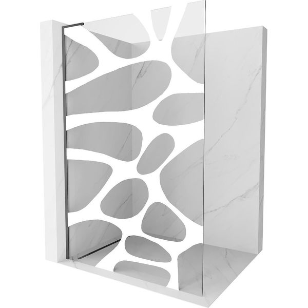 Mexen Kioto L Parete Doccia Walk-In 100 X 200 Cm, Onda Bianca, Gun Metal - 800-100-103-95-97-image
