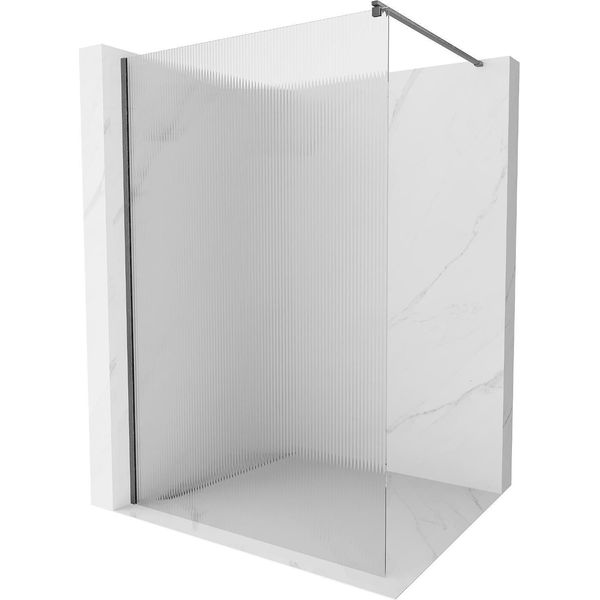Mexen Kioto Parete Doccia Walk-In 120 X 200 Cm, Righe 8 Mm, Grigio Gun Spazzolato - 800-120-101-66-09-image