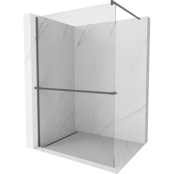 Mexen Kioto+ Parete Doccia Con Mensola Walk-In 75 X 200 Cm, Trasparente, Gun Metal - 800-075-121-95-00-image
