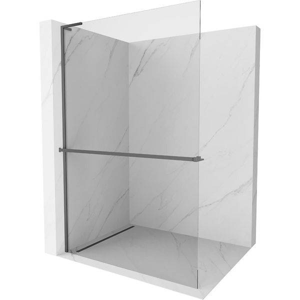 Mexen Kioto+ L Pannello Doccia Con Mensola Walk-In 80 X 200 Cm, Trasparente, Gun Metal - 800-080-123-95-00-image