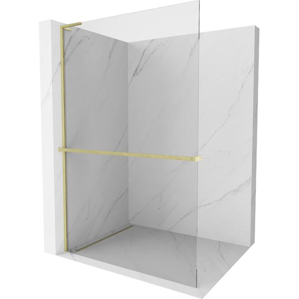 Mexen Kioto+ L Parete Doccia Con Mensola Walk-In 65 X 200 Cm, Trasparente, Oro Spazzolato - 800-065-123-55-00-image