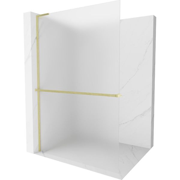 Mexen Kioto+ L Parete Doccia Con Mensola Walk-In 110 X 200 Cm, Ghiacciato, Oro Spazzolato - 800-110-123-55-30-image