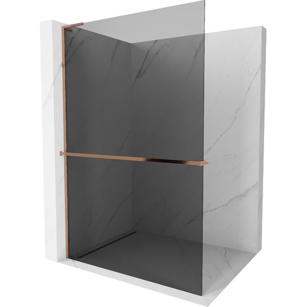 Mexen Kioto+ L Pannello Doccia Con Mensola Walk-In 90 X 200 Cm, Grafite, Oro Rosa - 800-090-123-60-40-image
