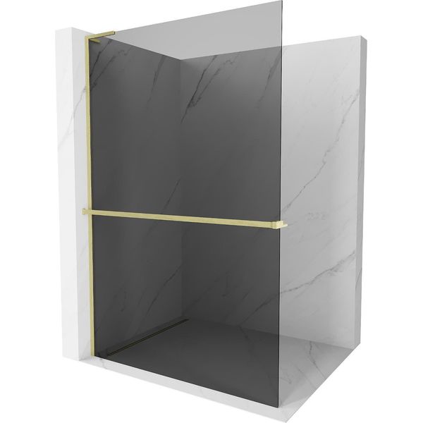 Mexen Kioto+ L Parete Doccia Con Mensola Walk-In 70 X 200 Cm, Grafite, Oro Spazzolato - 800-070-123-55-40-image