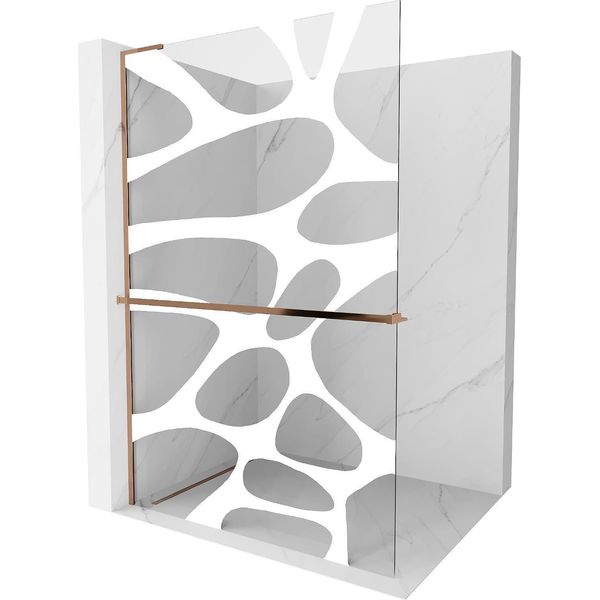 Mexen Kioto+ L Parete Doccia Con Mensola Walk-In 100 X 200 Cm, Onda Bianca, Oro Rosa - 800-100-123-60-97-image