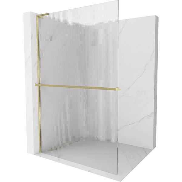 Mexen Kioto+ L Parete Doccia Con Mensola Walk-In 100 X 200 Cm, Strisce, Oro Spazzolato - 800-100-123-55-09-image