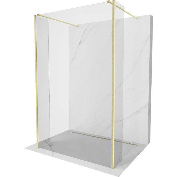 Mexen Kioto Parete Doccia Autoportante 150 X 30 X 30 Cm, Trasparente, Oro Spazzolato - 800-150-030-222-55-00-030-image