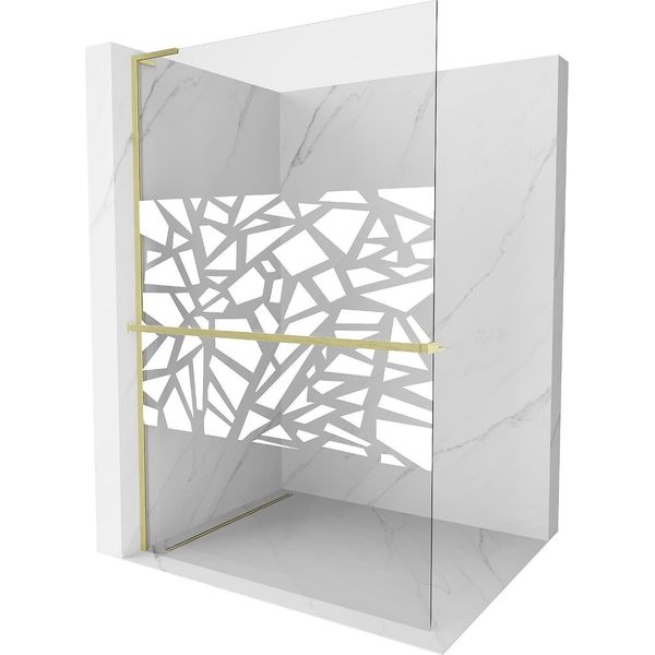 Mexen Kioto+ L Parete Doccia Con Mensola Walk-In 70 X 200 Cm, Motivo Bianco, Oro Spazzolato - 800-070-123-55-85-image
