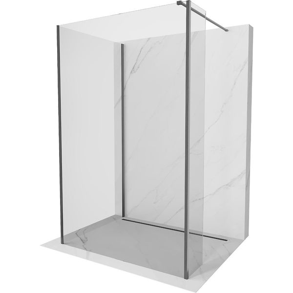 Mexen Kioto Parete Doccia Walk-In 125 X 70 X 30 Cm, Trasparente, Grigio Canna Di Fucile Spazzolato - 800-125-070-221-66-00-030-image