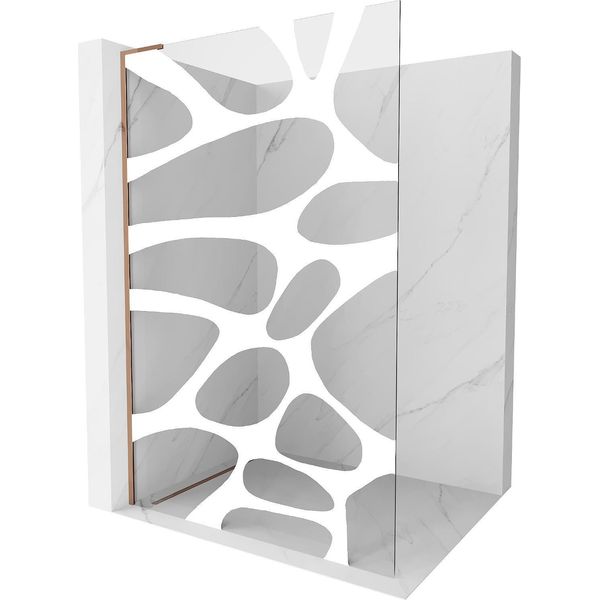 Mexen Kioto L Parete Doccia Walk-In 100 X 200 Cm, Onda Bianca, Oro Rosa - 800-100-103-60-97-image