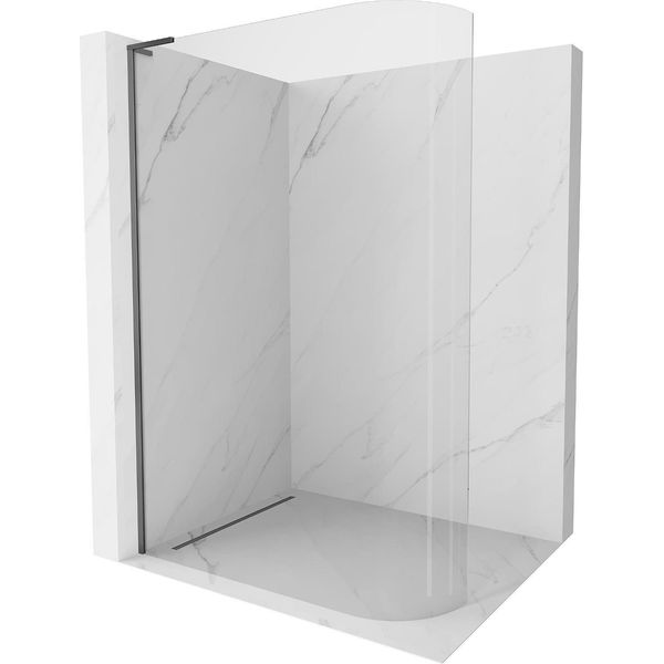 Mexen Kioto-R L Parete Doccia Curva Walk-In 110 X 200 Cm, Trasparente, Gun Metal - 800-110-103-95-06-image