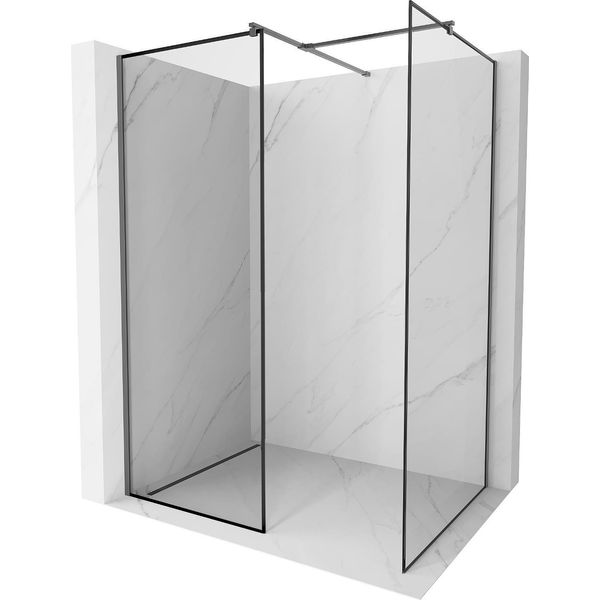 Mexen Kioto Parete Doccia Walk-In 160 X 110 Cm, Cornice Nera, Metallo Canna Di Fucile - 800-160-202-95-70-110-image